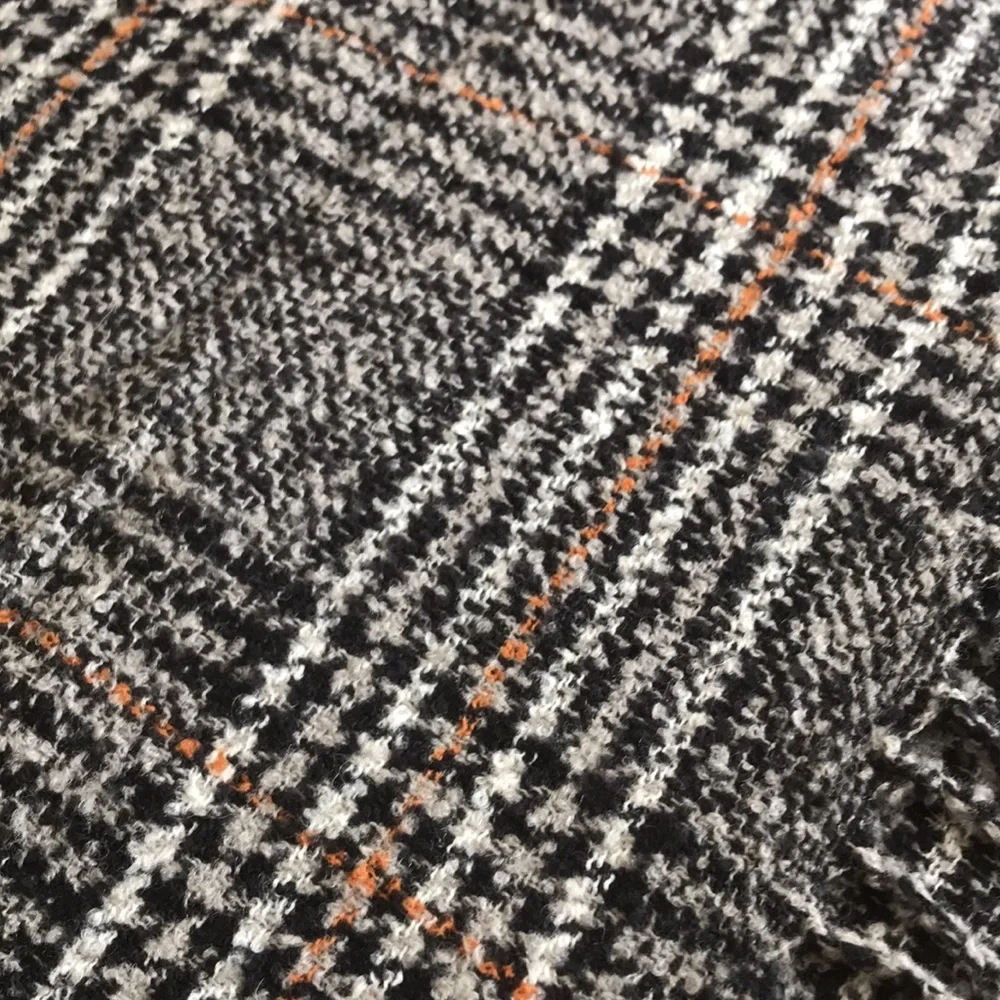 NWT Madewell Menswear tweed pattern plaid scarf grey black Menswear Plaid Scarf